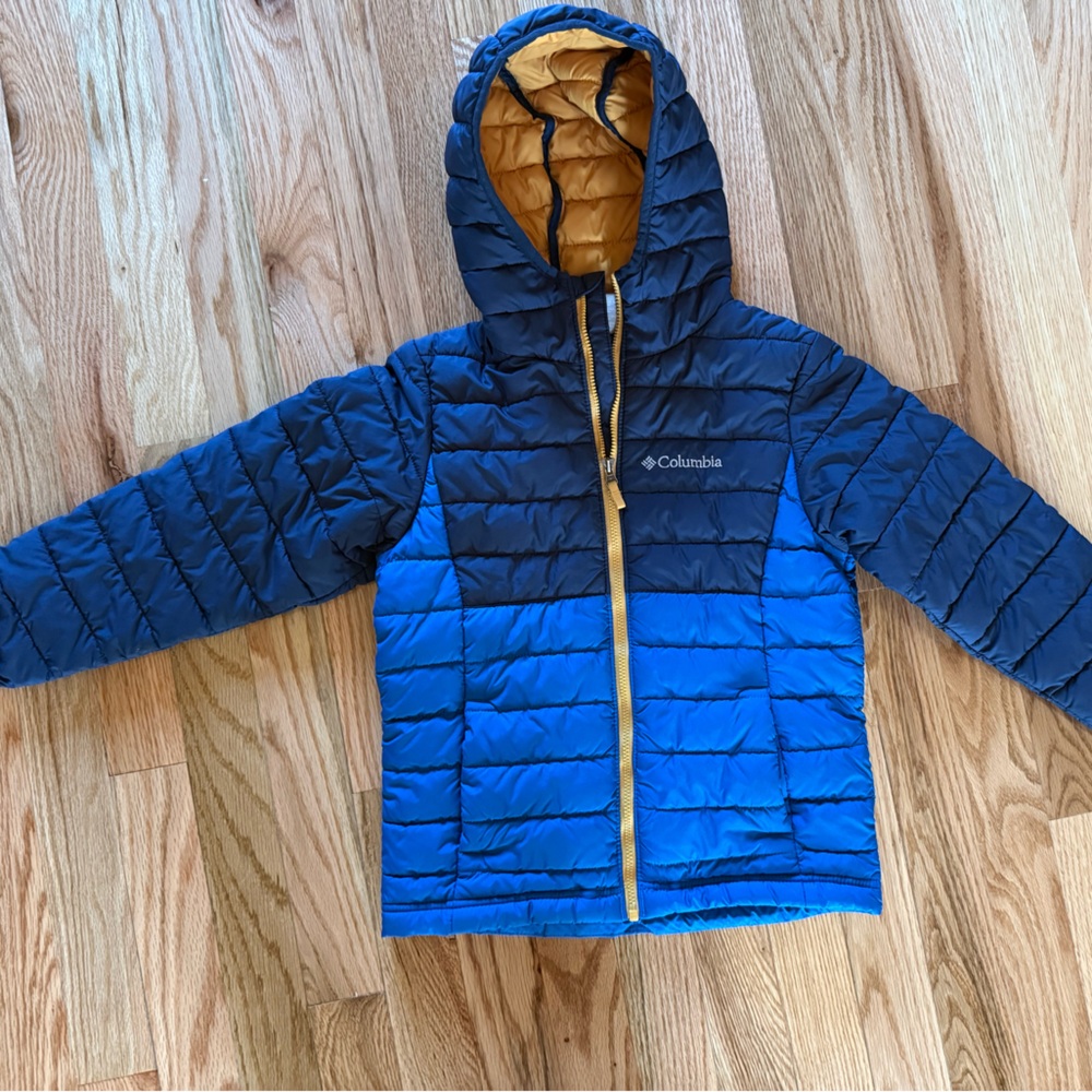 Columbia Kids Two-Tone Blue Hooded Puffer Jacket